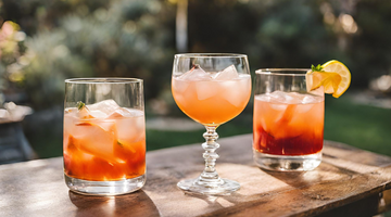 A photograph of three mixed mocktails on a table.